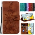 thumbnail image 1 of Dteck for iPhone 14 Pro Wallet Case,Premium PU Leather Embossed Pattern Folio Flip Case with Card Holders Wrist Strap Kickstand,Folio Purse Cover for iPhone 14 Pro,Brown Lily, 1 of 6
