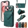 thumbnail image 1 of Dteck for iPhone 14 Wallet Case with Card Holder, Durable PU Leather Protective Magnetic Closure Flip Cover with Crossbody Adjustable Strap 360° Kickstand for Women Men,Green, 1 of 10