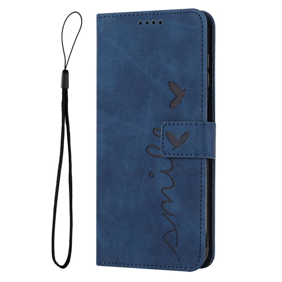 Dteck for iPhone 14 Wallet Case PU Leather Love Heart Pattern Flip Purse Case with Card Slots Kickstand Handstrap Anti-Scratch Magnetic Shockproof Case for iPhone 14,Blue