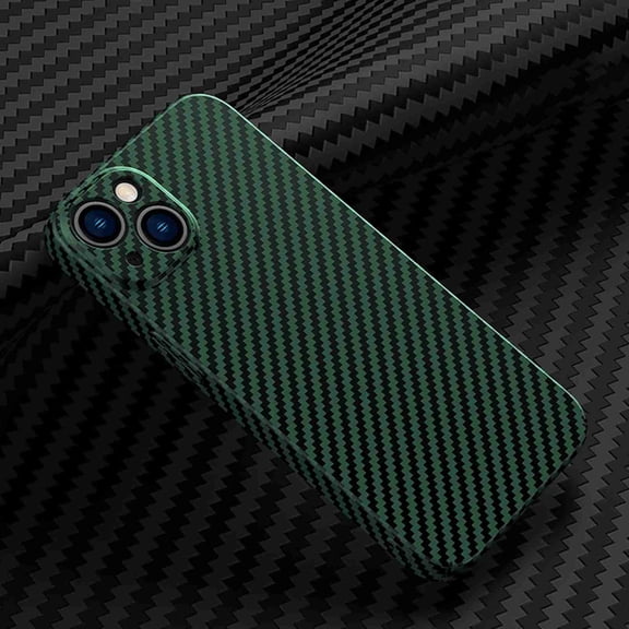 Dteck for iPhone 15 Carbon Fiber Texture Case, Military Grade Drop Protection Shockproof Wireless Charing Ultra Slim Thin Hard Back PC Protective Case,Green