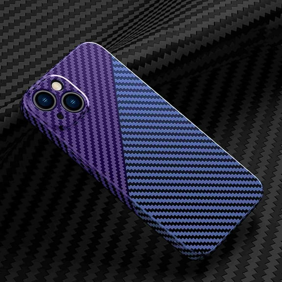 Dteck for iPhone 15 Carbon Fiber Texture Case, Military Grade Drop Protection Shockproof Wireless Charing Ultra Slim Thin Hard Back PC Protective Case,Purple