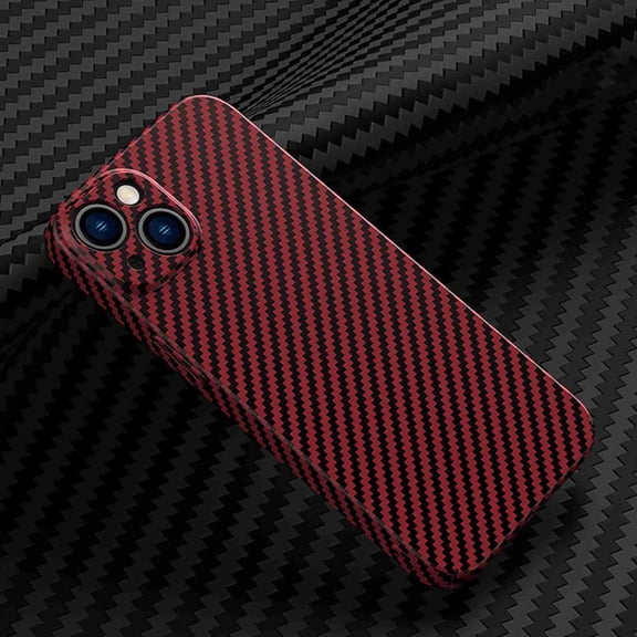 Dteck for iPhone 15 Carbon Fiber Texture Case, Military Grade Drop Protection Shockproof Wireless Charing Ultra Slim Thin Hard Back PC Protective Case,Winered