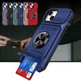 thumbnail image 1 of Dteck for iPhone 15 Case with Card Holder (2 Cards) & Kickstand Ring Holder, Military Grade Drop Protection Rugged Hard Phone Case for iPhone 15, Working with Magnetic Car Mount,Blue, 1 of 7