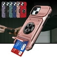 thumbnail image 1 of Dteck for iPhone 15 Case with Card Holder (2 Cards) & Kickstand Ring Holder, Military Grade Drop Protection Rugged Hard Phone Case for iPhone 15, Working with Magnetic Car Mount,Rosegold, 1 of 7