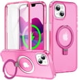 thumbnail image 1 of Dteck for iPhone 15 Case with Invisible Magnetic Ring Stand, Military-Grade Translucent Case with Built-in Screen Protector for iPhone 15 Case Compatible with MagSafe,Rose, 1 of 6