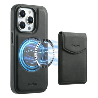 Dteck for iPhone 15 Case Magnetic with Detachable Wallet Card Holder, Magnetic Ring Holder Leather Back Case Compatible with MagSafe, Durable Shockproof Phone Case 2 in 1 for Men Women,Black