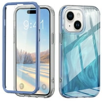 Dteck for iPhone 15 Case, Not-Yellowing Full Cover with Built-in Screen Protector, Military Grade Drop Protection Shockproof Phone Case for iPhone 15, Gradient Blue