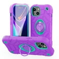 thumbnail image 1 of Dteck for iPhone 15 Case with Screen Protector (2 Packs), Military Grade Drop Protection Shockproof Protective Phone Case with Rotating Ring Stand for iPhone 15,Purple+Mint, 1 of 6