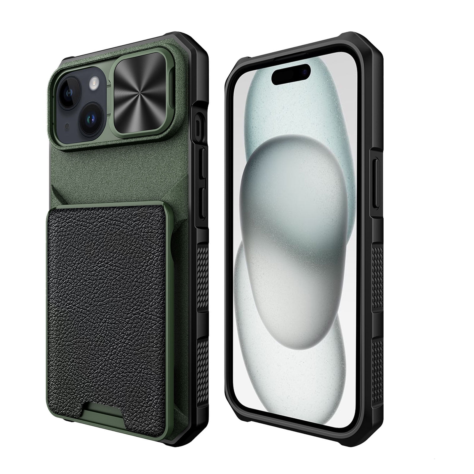 Dteck For Iphone 15 Detachable Wallet Case With Card Holder Military