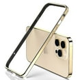 thumbnail image 1 of Dteck for iPhone 15 Metal Bumper Case, Shockproof Metal Frame Armor with Soft Inner Bumper Frame Slim Fit No Back Design Excellent Heat Dissipation Wireless Charging Raised Edge Protection,Gold, 1 of 8