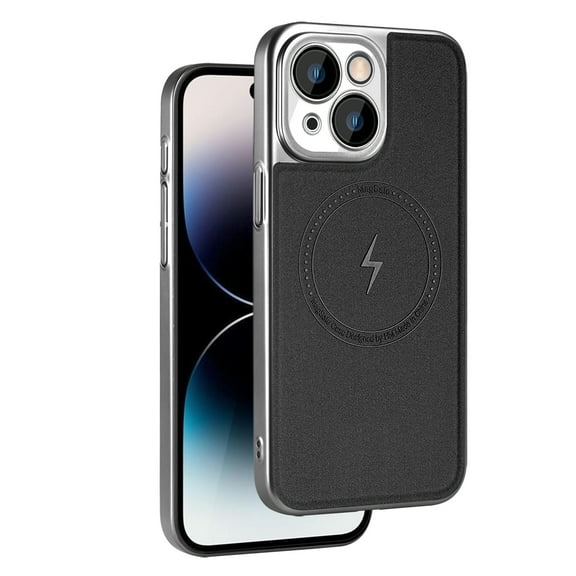 Dteck for iPhone 15 PU Leather Case Compatible with Magsafe, Men Women Elegant Luxury Slim PU Cover Soft Non-Slip Grip Shockproof Protective Phone Cases for iPhone 15 2023,Black