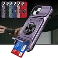 thumbnail image 1 of Dteck for iPhone 15 Plus Case with Card Holder (2 Cards) & Kickstand Ring Holder, Military Grade Drop Protection Rugged Hard Phone Case for iPhone 15 Plus, Working with Magnetic Car Mount,Purple, 1 of 7