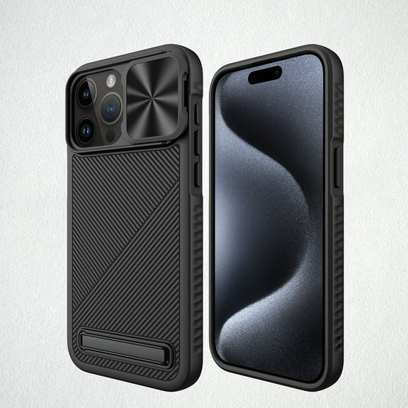 Dteck for iPhone 15 Plus Case MagSafe Compatible, Sliding Camera Protector Drop Protection Slim Fit Protective Lightweight Cover Shockproof Magnetic Case with Hidden Kickstand,Black