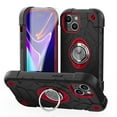 thumbnail image 1 of Dteck for iPhone 15 Plus Case with Screen Protector (2 Packs), Military Grade Drop Protection Shockproof Protective Phone Case with Rotating Ring Stand for iPhone 15 Plus,Black+Red, 1 of 6