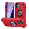 thumbnail image 1 of Dteck for iPhone 15 Plus Case with Screen Protector (2 Packs), Military Grade Drop Protection Shockproof Protective Phone Case with Rotating Ring Stand for iPhone 15 Plus,Red+Black, 1 of 6