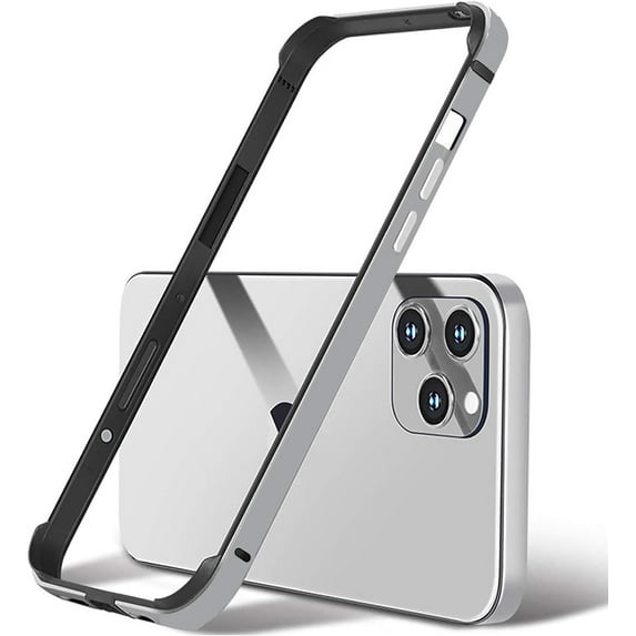 Dteck for iPhone 15 Plus Metal Bumper Case, Shockproof Metal Frame Armor with Soft Inner Bumper Frame Slim No Back Excellent Heat Dissipation Wireless Charging Raised Edge Protection,Gray