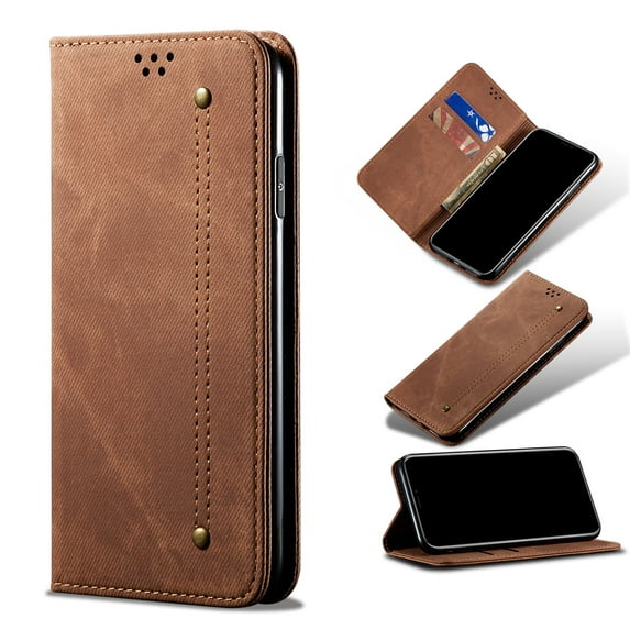 Dteck for iPhone 15 Plus Wallet Case with Card Holder and Phone Grip,Magnetic PU Leather Kickstand Protective Cover Credit Card Holder Men Women Compatible with iPhone 15 Plus,Brown