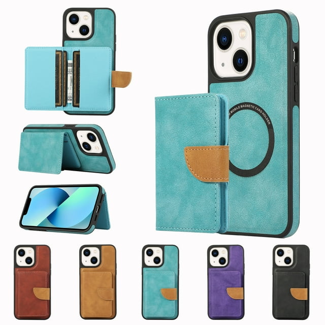 Dteck for iPhone 15 Plus Wallet Case, Compatible with MagSafe, 2 in 1 Detachable PU