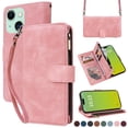 thumbnail image 1 of Dteck for iPhone 15 Plus Wallet Case, Crossbody Phone Purse with Card Holder for Women Men, Soft PU Leather Zipper Carry Cover with Shoulder Strap for iPhone 15 Plus,Pink, 1 of 6