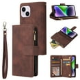 thumbnail image 1 of Dteck for iPhone 15 Plus Wallet Case,Soft Leather Zipper Wallet Case Magnetic Buckle Flip Cover with 5 Card Slots/Photo Pocks/Lanyard Strap for Apple iPhone 15 Plus 6.7 inch 2023,Coffee, 1 of 8