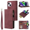 thumbnail image 1 of Dteck for iPhone 15 Plus Wallet Case,Soft Leather Zipper Wallet Case Magnetic Buckle Flip Cover with 5 Card Slots/Photo Pocks/Lanyard Strap for Apple iPhone 15 Plus 6.7 inch 2023,Winered, 1 of 8
