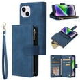 thumbnail image 1 of Dteck for iPhone 15 Plus Wallet Case,Soft Leather Zipper Wallet Case Magnetic Buckle Flip Cover with 5 Card Slots/Photo Pocks/Lanyard Strap for Apple iPhone 15 Plus 6.7 inch 2023,Blue, 1 of 8
