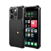 Dteck for iPhone 15 Pro Case with Card Holder, Hybrid Rubber Bumper Shockproof Magnetic Back Flip Case for iPhone 15 Pro Wallet Case for Women Men,Black