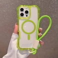 thumbnail image 1 of Dteck for iPhone 15 Pro Case Clear Compatible with MagSafe, Heavy Duty Drop Protection Rugged Shockproof 3-Layer Military Protective Tough Strap Durable Cover,Green, 1 of 10