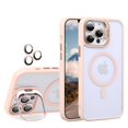 thumbnail image 1 of Dteck for iPhone 15 Pro Case, Compatible with MagSafe ,Built-in Camera Ring Stand,with Individual Camera Cover, Translucent Matte PC + TPU Military-Grade Drop Protection Magnetic Case,Pink, 1 of 9