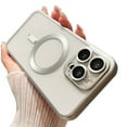 thumbnail image 1 of Dteck for iPhone 15 Pro Case with Full Camera Lens Protector, Compatible with MagSafe, Slim Fit Yellowing Resistant Anti-Scratch Back Clear Plating Magnetic Phone Case for iPhone 15 Pro,Silver, 1 of 8