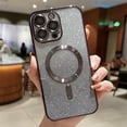 thumbnail image 1 of Dteck for iPhone 15 Pro Case Glitter Magnetic Compatible with MagSafe Accessory, Shockproof Full Camera Lens Protection Luxury Plating Cute Bling Clear Slim Phone Case for Women Girls,Black, 1 of 9