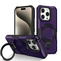 Dteck for iPhone 15 Pro Case with Invisible Built in Stand & Ring Holder,Military Grade Drop Protection Shockproof Hybrid Case for iPhone 15 Pro,Deep Purple