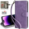 thumbnail image 1 of Dteck for iPhone 15 Pro Case, RFID Blocking iPhone 15 Pro Wallet Case for Women Men with Card Holder Slots, Magnetic Flip PU Leather Protective Cover for iPhone 15 Pro,Purple, 1 of 4