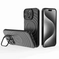 thumbnail image 1 of Dteck for iPhone 15 Pro Magnetic Case, Cute Wave Textured Full Body Protective Case with Kickstand Full Camera Protection Compatible with MagSafe Wireless Charging for Man Woman, Black, 1 of 6