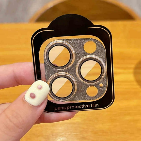 Dteck for iPhone 15 Pro Max Bling Camera Lens Protector Tempered Glass Screen Protector, Bling Glitter Lens Protector Case Friendly Camera Cover for iPhone 15 Pro Max,Black