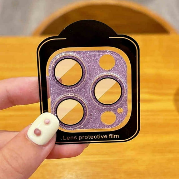Dteck for iPhone 15 Pro Max Bling Camera Lens Protector Tempered Glass Screen Protector, Bling Glitter Lens Protector Case Friendly Camera Cover for iPhone 15 Pro Max,Purple
