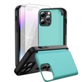 thumbnail image 1 of Dteck for iPhone 15 Pro Max Case with 2 Pack Screen Protector, Military Grade Shockproof Full Body Protection Phone Case with Card Holder Flip Kickstand for iPhone 15 Pro Max,Cyan, 1 of 7