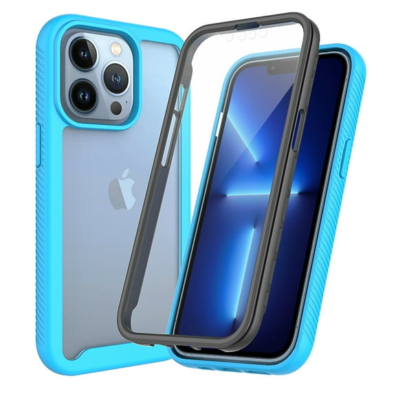 Dteck for iPhone 15 Pro Max Case with Built-in Screen Protector, Hybrid TPU Bumper Shockproof Rugged Case with Cystal Clear Back Cover for Apple iPhone 15 Pro Max,Blue