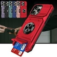 thumbnail image 1 of Dteck for iPhone 15 Pro Max Case with Card Holder (2 Cards) & Kickstand Ring Holder, Military Grade Drop Protection Rugged Hard Phone Case for iPhone 15 Pro Max, Working with Magnetic Car Mount,Red, 1 of 7