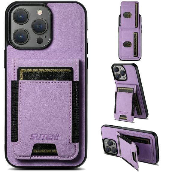 Dteck for iPhone 15 Pro Max Case with Card Holder, Magnetic Back Flip Case for iPhone 15 Pro Max Wallet Case for Women, Protective Case Phone Case for iPhone 15 Pro Max,Purple