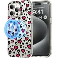 thumbnail image 1 of Dteck for iPhone 15 Pro Max Case Cute Pattern Clear for Women Girls, iPhone 15 Pro Max Magnetic Case Compatible with MagSafe,Transparent Phone Case Cheetah Print Design for iPhone 15 Pro Max,Rose, 1 of 7