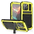 thumbnail image 1 of Dteck for iPhone 15 Pro Max Case,Outdoor Sports Military Heavy Duty Metal Cover Shockproof Dustproof Full Body Case with Built in Tempered Glass Screen Protector Hybrid Kickstand Cover,Yellow, 1 of 9