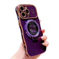 thumbnail image 1 of Dteck for iPhone 15 Pro Max Case for Women Girls, Cute Wave Frame Curly Shape with Love Heart Pattern Camera Protection Cover Luxury Plating Shockproof Phone Case with Magnetic Kickstand,Dark Purple, 1 of 3