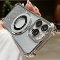 thumbnail image 1 of Dteck for iPhone 15 Pro Max Glitter Magnetic Case Compatible with MagSafe, Built-in Ring Holder Kickstand Slim Shockproof Anti-Scratch Sparkle Case with Camera Lens Protector,Gradient Silver, 1 of 4