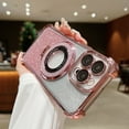 thumbnail image 1 of Dteck for iPhone 15 Pro Max Glitter Magnetic Case Compatible with MagSafe, Built-in Ring Holder Kickstand Slim Shockproof Anti-Scratch Sparkle Case with Camera Lens Protector,Gradient Pink, 1 of 5