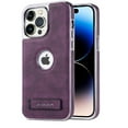 thumbnail image 1 of Dteck for iPhone 15 Pro Max Leather Case with Kickstand, 2 Adjustable Stand Modes, Retro Luxury Business Electroplated Edges Military-Grade Drop Protection Slim Cover for iPhone 15 Pro Max, Purple, 1 of 7