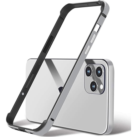 Dteck for iPhone 15 Pro Max Metal Bumper Case, Shockproof Metal Frame Armor with Soft Inner Bumper Frame Slim No Back Excellent Heat Dissipation Wireless Charging Raised Edge Protection,Gray