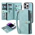 thumbnail image 1 of Dteck for iPhone 15 Pro Max Wallet Case with Card Holder, Detachable Magnetic Phone Case with Zipper Pocket PU Leather Wallet Phone Case for iPhone 15 Pro Max for Women Men with Wrist Strap,Green, 1 of 7