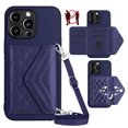 thumbnail image 1 of Dteck for iPhone 15 Pro Max Wallet Case with Shoulder Strap, Premium PU Leather Kickstand Card Slots, Magnetic Clasp and Durable Shockproof Cover for iPhone 15 Pro Max,Blue, 1 of 7