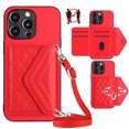 thumbnail image 1 of Dteck for iPhone 15 Pro Max Wallet Case with Shoulder Strap, Premium PU Leather Kickstand Card Slots, Magnetic Clasp and Durable Shockproof Cover for iPhone 15 Pro Max,Red, 1 of 7
